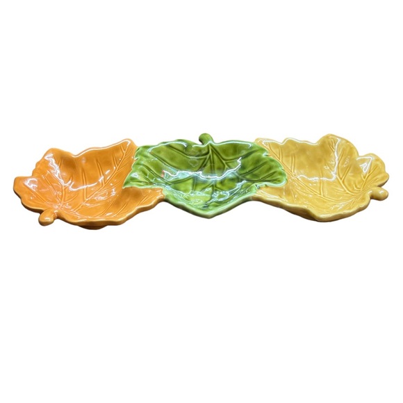 Harvest Other - Harvest Fall Three Leaf Serving Tray Parter Platter Thanksgiving